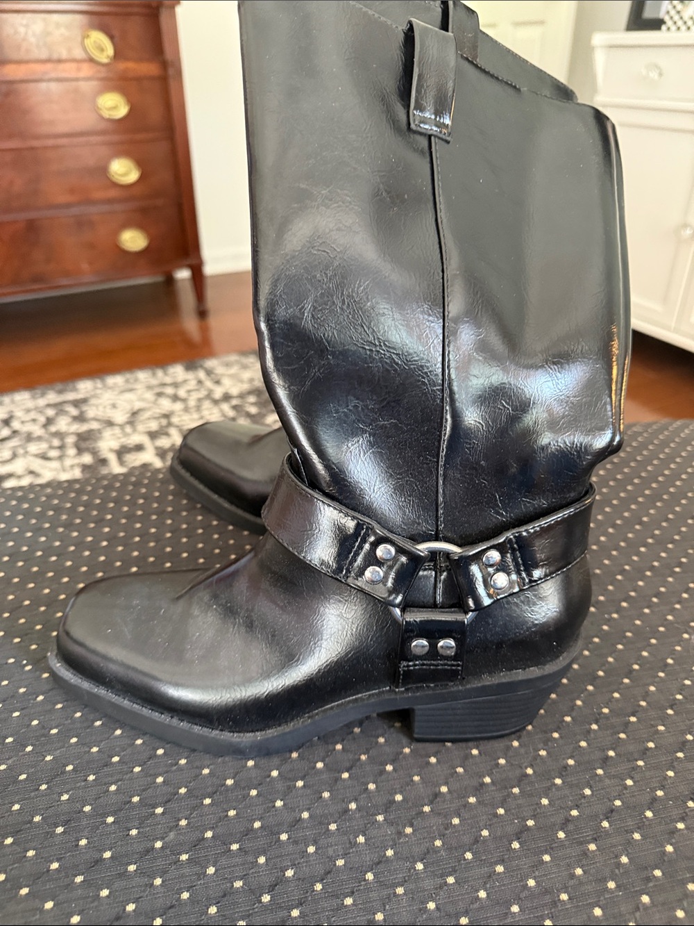 Time and Tru Black Women's Combat Moto Boots